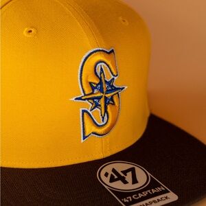 Seattle Mariners Anniversary Patch Snapback Hat ‘47 Brand MLB Yellow Brown